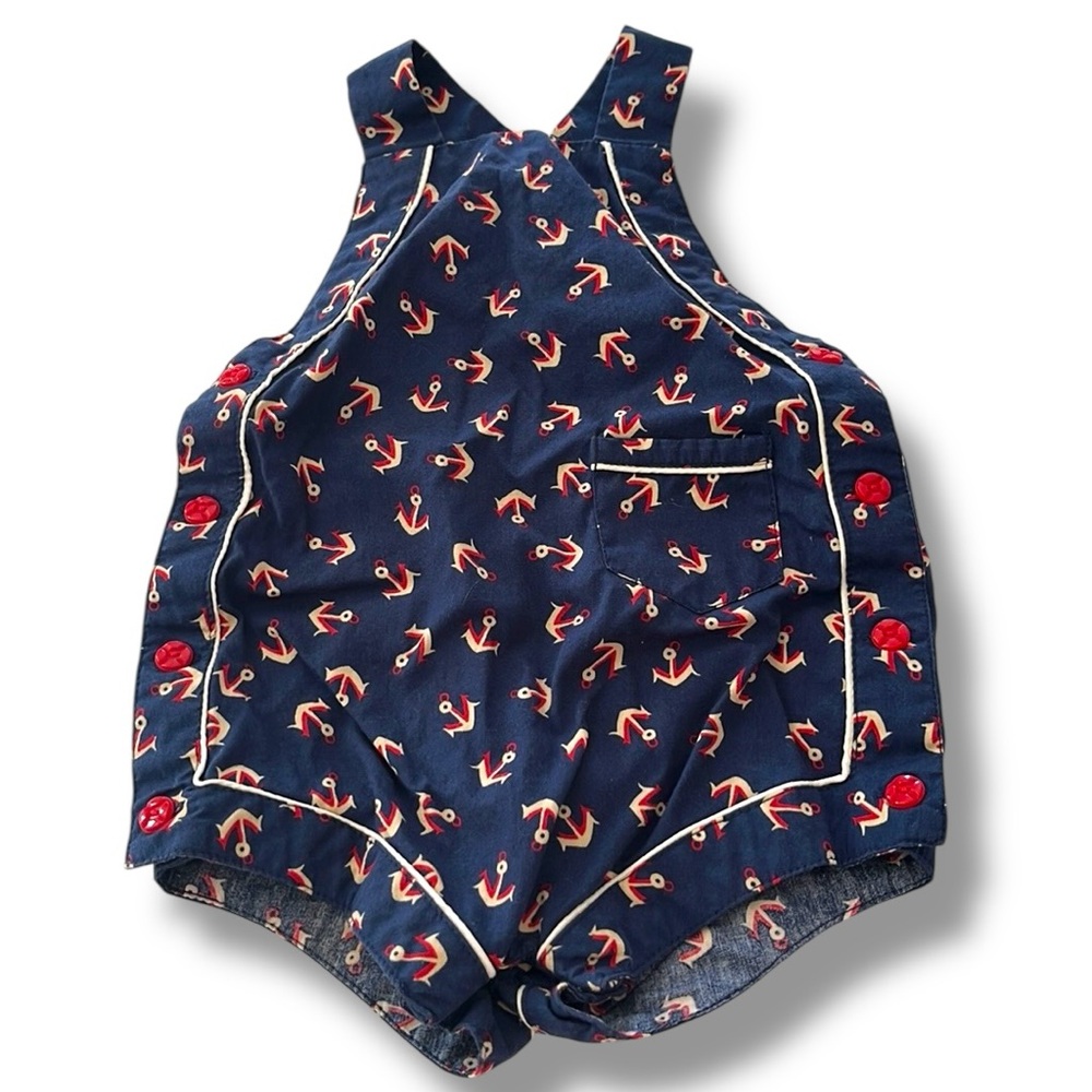 Ralph Lauren Nautical Anchor Print Baby Romper Size 9M - Picture 2 of 6